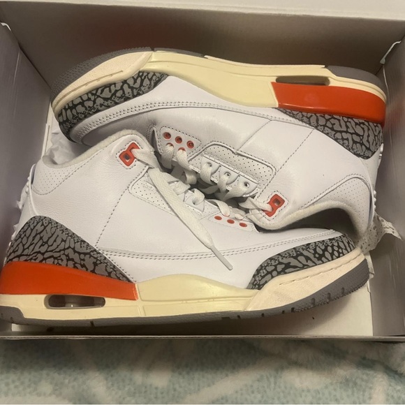 White and Orange Sneakers with Gray Accents